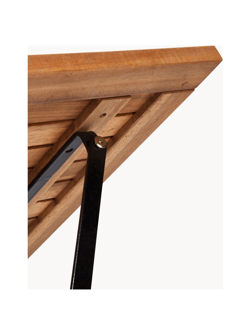 Mesa plegable de exterior Parklife, Tablero: madera de acacia, aceitad, Estructura: metal galvanizado con pin, Negro, acacia, An 80 x Al 75 cm