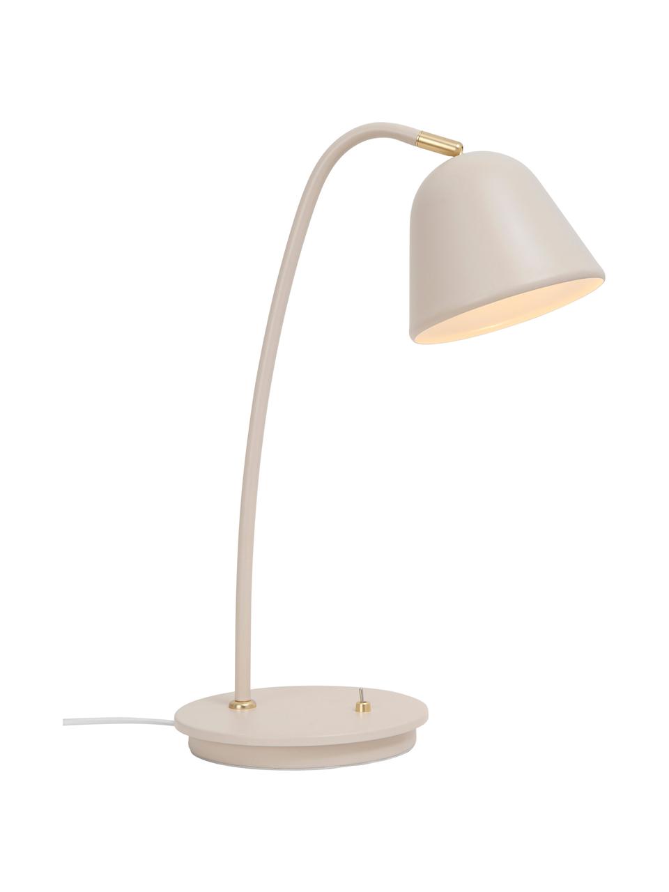 Bureaulamp Fleur in beige, Lampenkap: gecoat metaal, Lampvoet: gecoat metaal, Decoratie: metaal, Beige, 20 x 49 cm