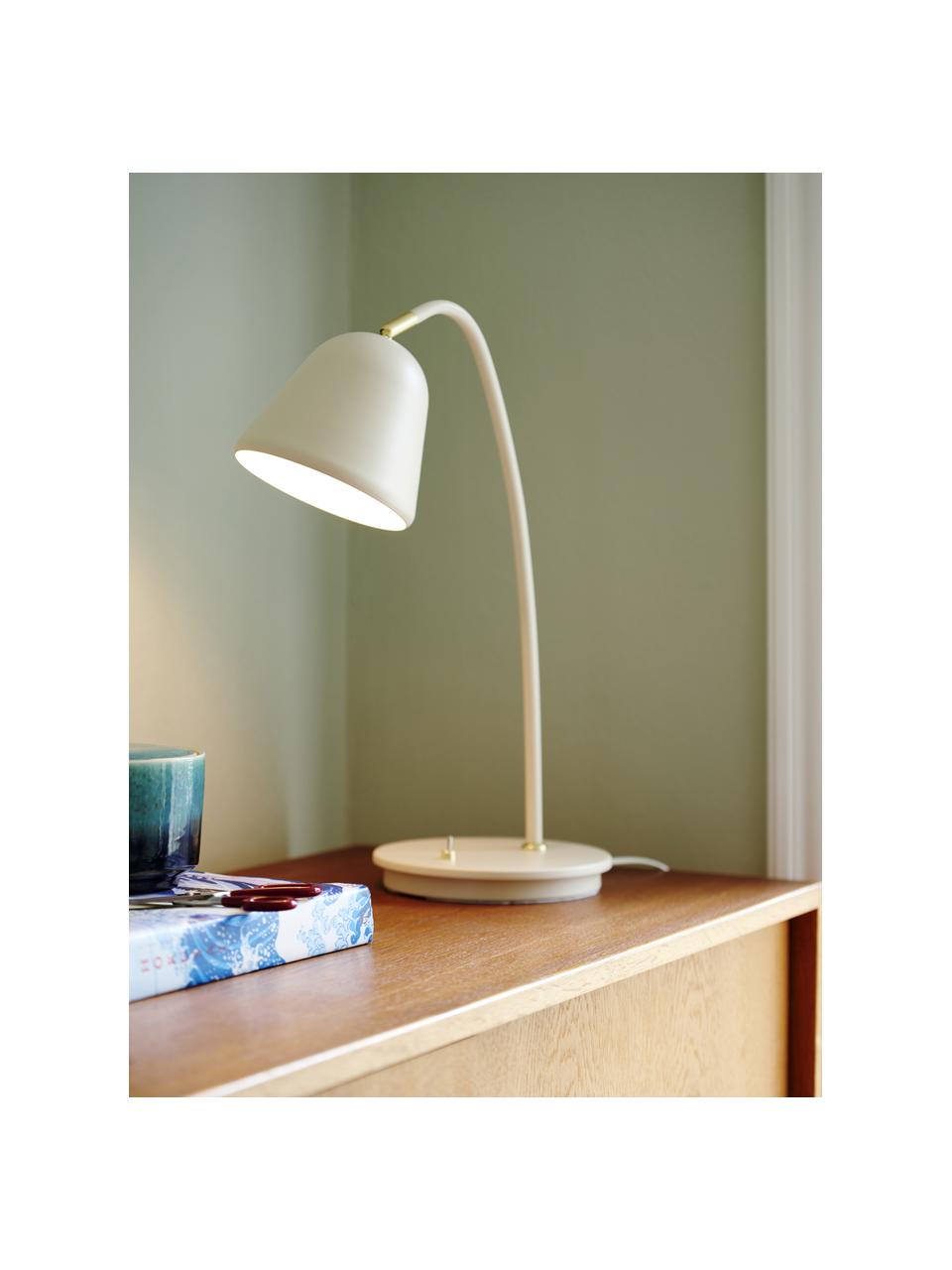 Bureaulamp Fleur in beige, Lampenkap: gecoat metaal, Lampvoet: gecoat metaal, Decoratie: metaal, Beige, 20 x 49 cm