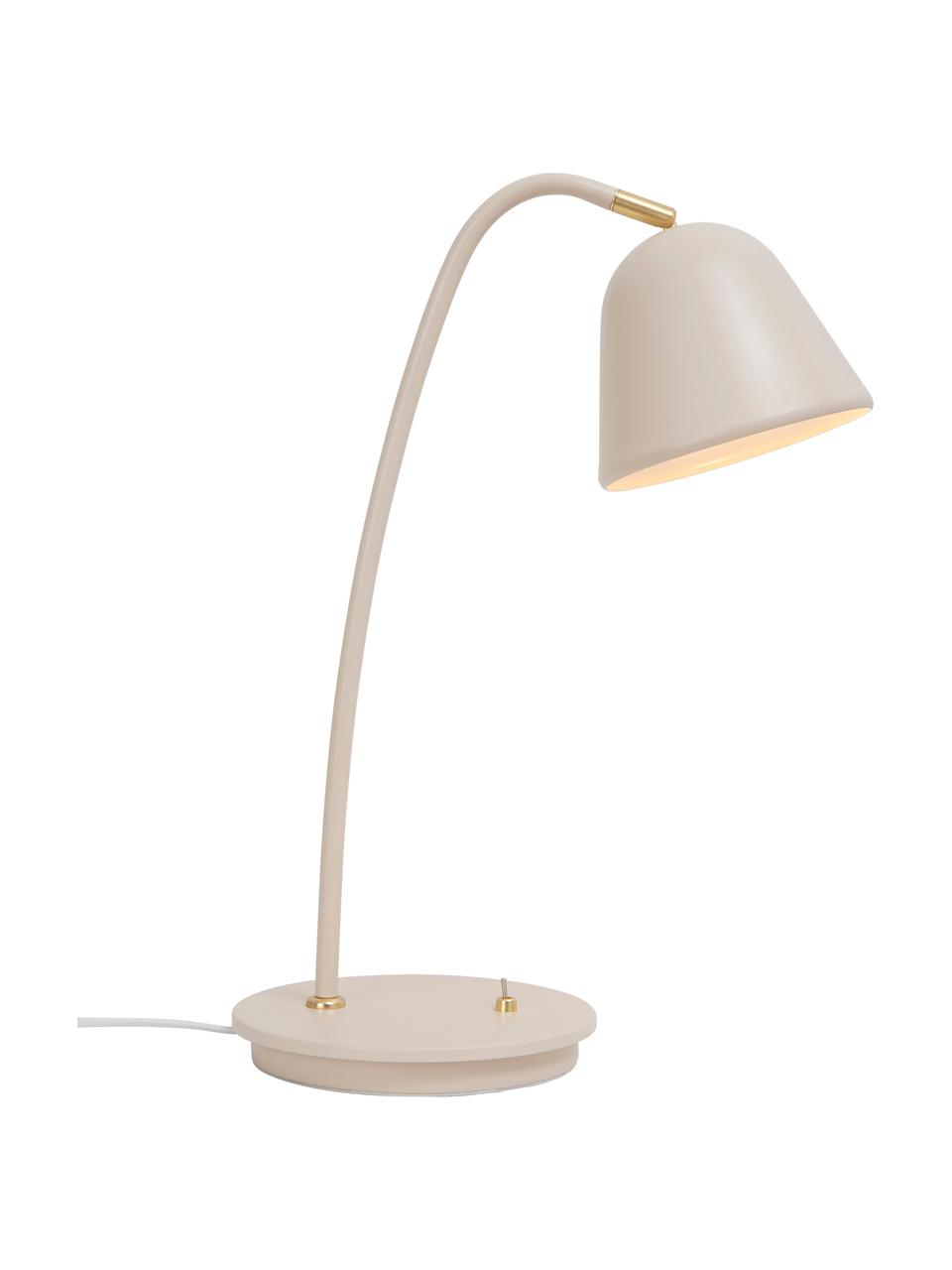 Bureaulamp Fleur in beige, Lampenkap: gecoat metaal, Lampvoet: gecoat metaal, Decoratie: metaal, Beige, 20 x 49 cm