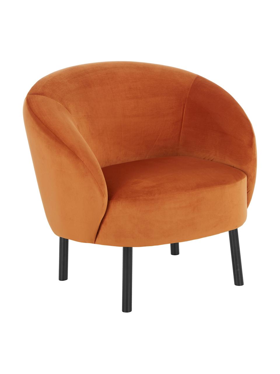 Fauteuil cocktail en velours Freja, Velours orange