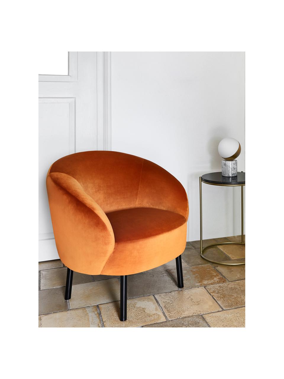 Sillón de terciopelo Freja, Tapizado: terciopelo (poliéster) Re, Patas: metal con pintura en polv, Terciopelo naranja, An 65 x F 72 cm