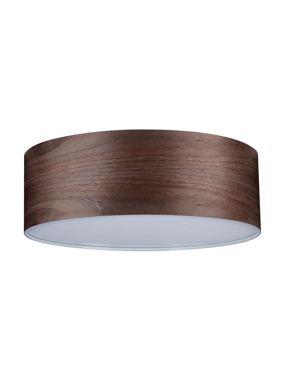 Plafondlamp Neordic van hout, Lampenkap: hout, Diffuser: kunststof, Bruin, Ø 45 x H 15 cm