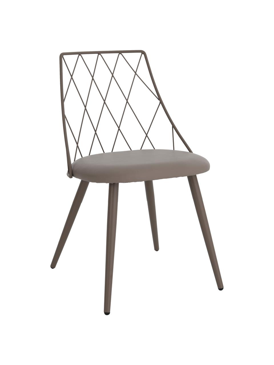 Kunstleder-Stühle Addie in Taupe, 2 Stück, Gestell: Metall, beschichtet, Kunstleder Taupe, B 49 x T 49 cm