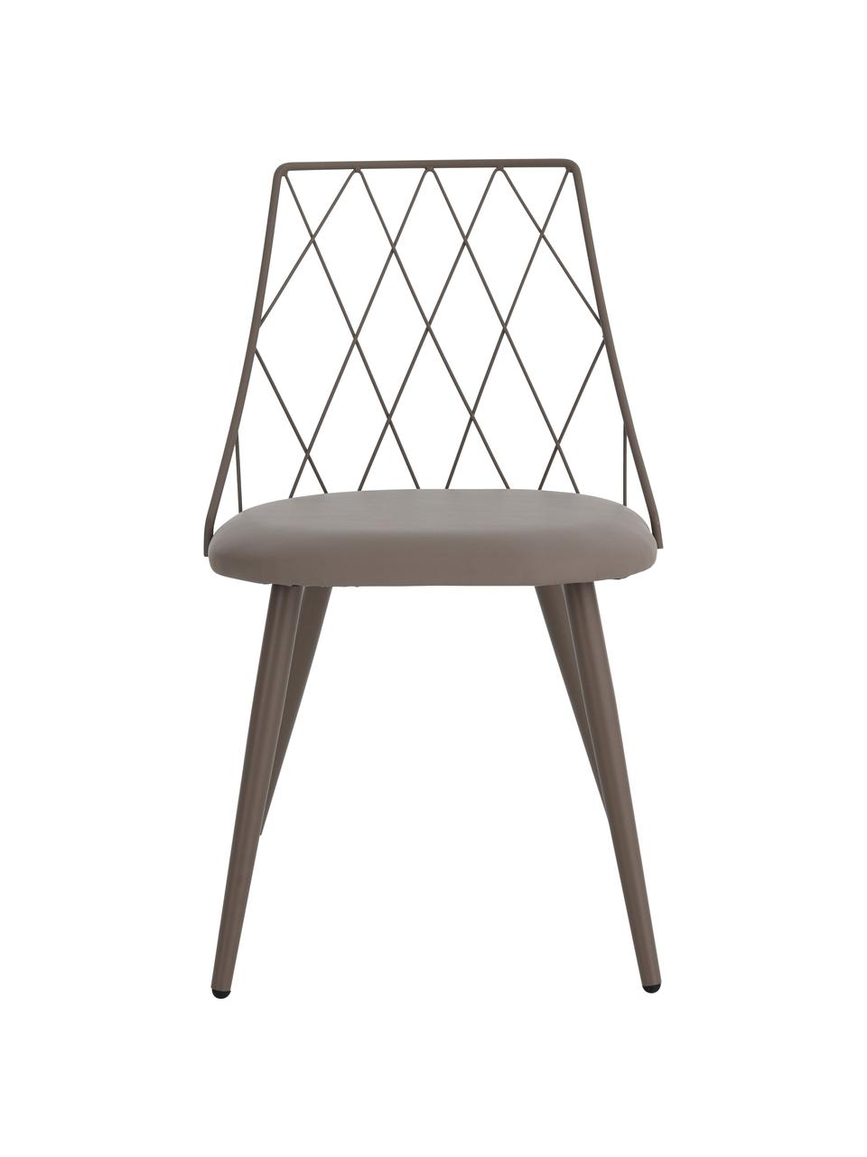 Krzesło ze sztucznej skóry Addie, 2 szt., Tapicerka: 100% sztuczna skóra, Stelaż: metal powlekany, Taupe sztuczna skóra, S 49 x G 49 cm