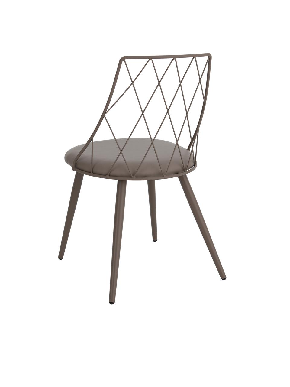 Kunstleren stoelen Addie in taupe, 2 stuks, Frame: metaal, gecoat, Kunstleer taupe, B 49 cm x D 49 cm
