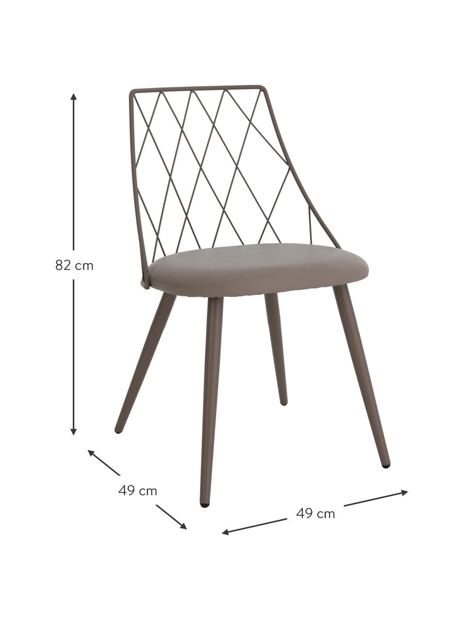 Židle z imitace kůže Addie, 2 ks, Taupe, Š 49 cm, H 49 cm