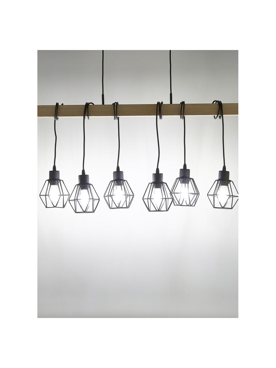 Lampada a sospensione Townshend, Acciaio rivestito, legno, Nero, legno, Larg. 100 x Alt. 110 cm