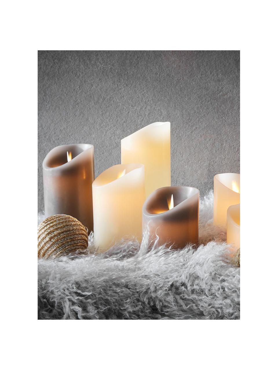 Set 3 candele a LED Glowing Flame, Paraffina, plastica, Tonalità beige, Set in varie misure