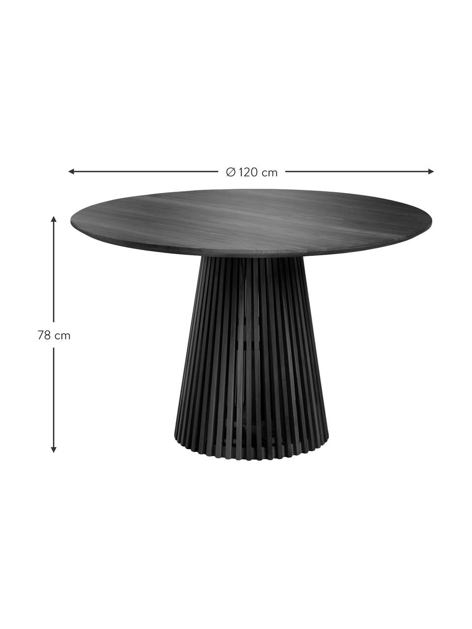 Ronde massief houten eettafel Jeanette in scandi design, Gecoat hout, Zwart, B 120 x H 78 cm