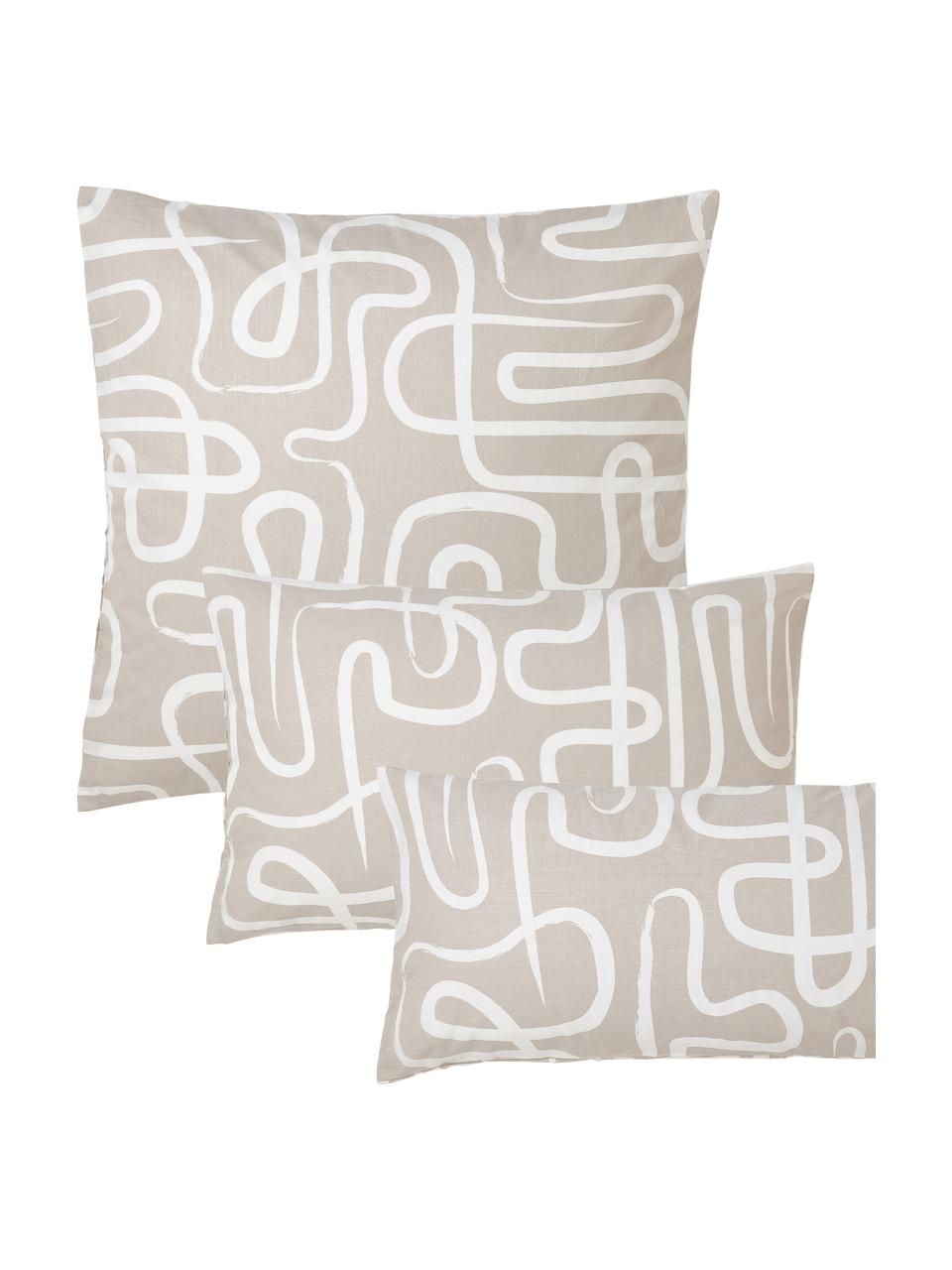 Baumwollperkal-Kopfkissenbezug Malu, Webart: Perkal Fadendichte 144 TC, Beige, Weiß, B 40 x L 80 cm