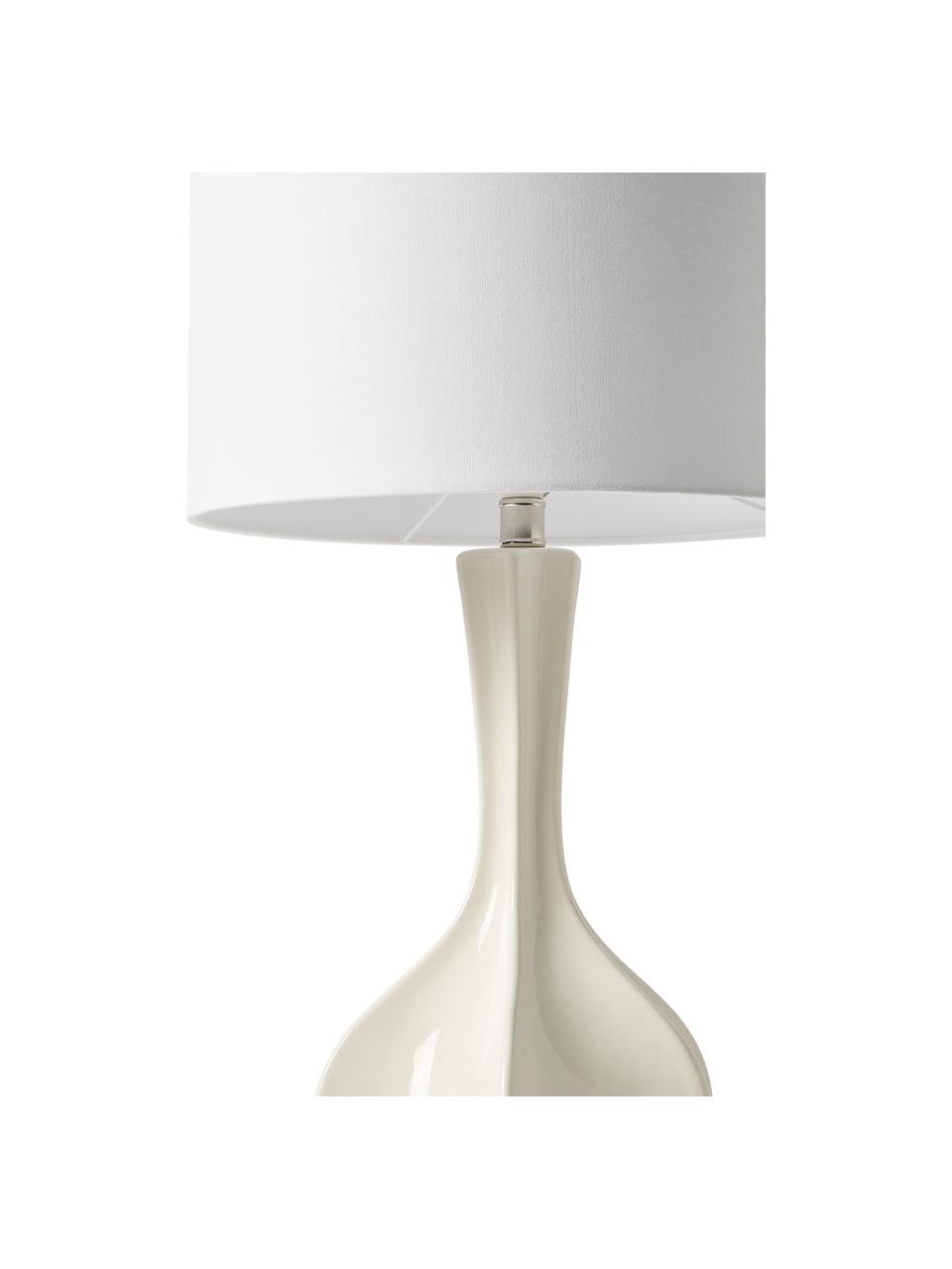 Velká stolní lampa s keramickou podstavou Kash, Bílá, krémově bílá, Ø 38 cm, V 68 cm