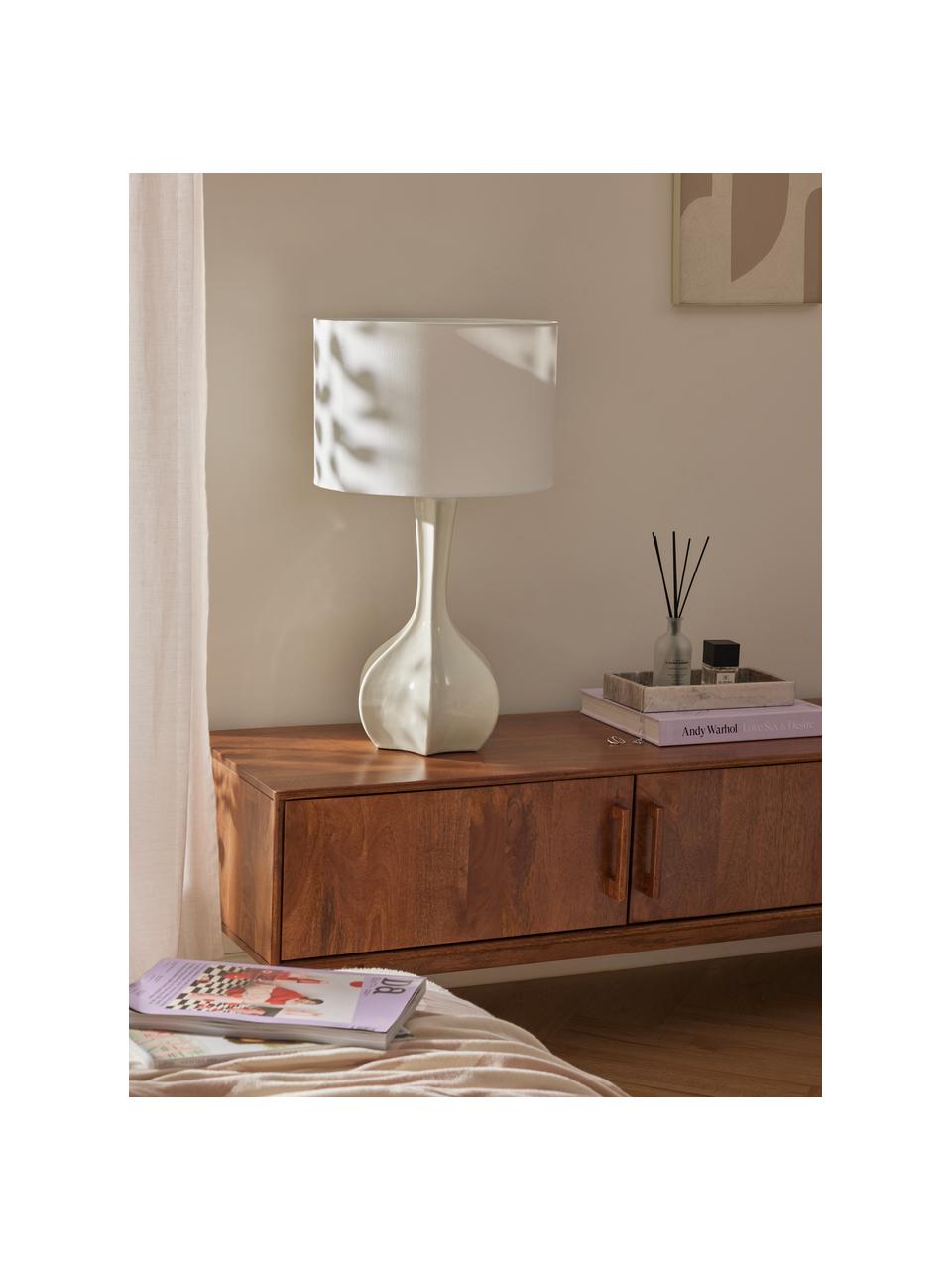 Grande lampe à poser pied en céramique Kash, Blanc, blanc cassé, Ø 38 x haut. 68 cm