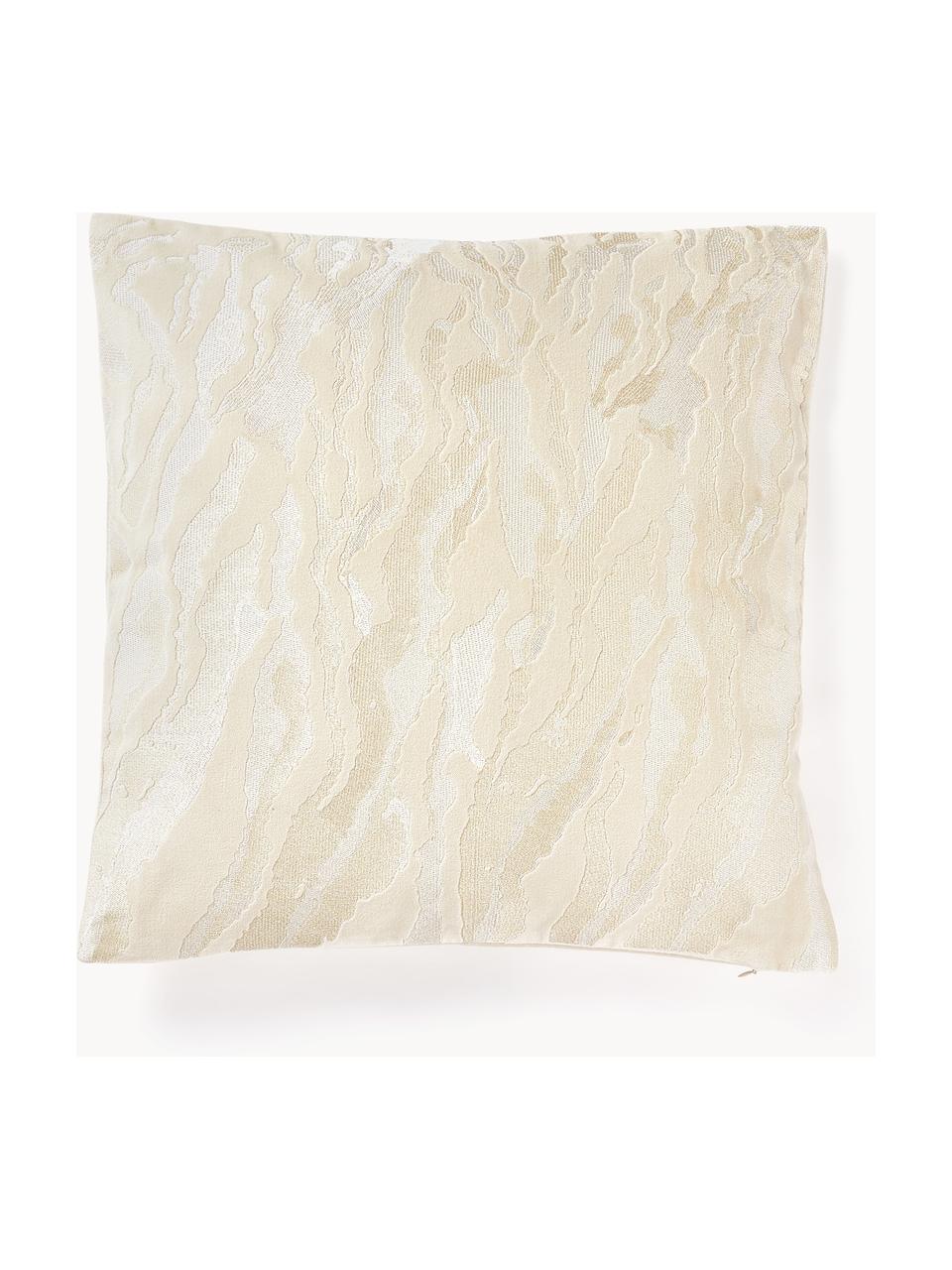 Abstracte fluwelen kussenhoes Phoenix, 100% katoen, fluweel, Gebroken wit, B 45 x H 45 cm