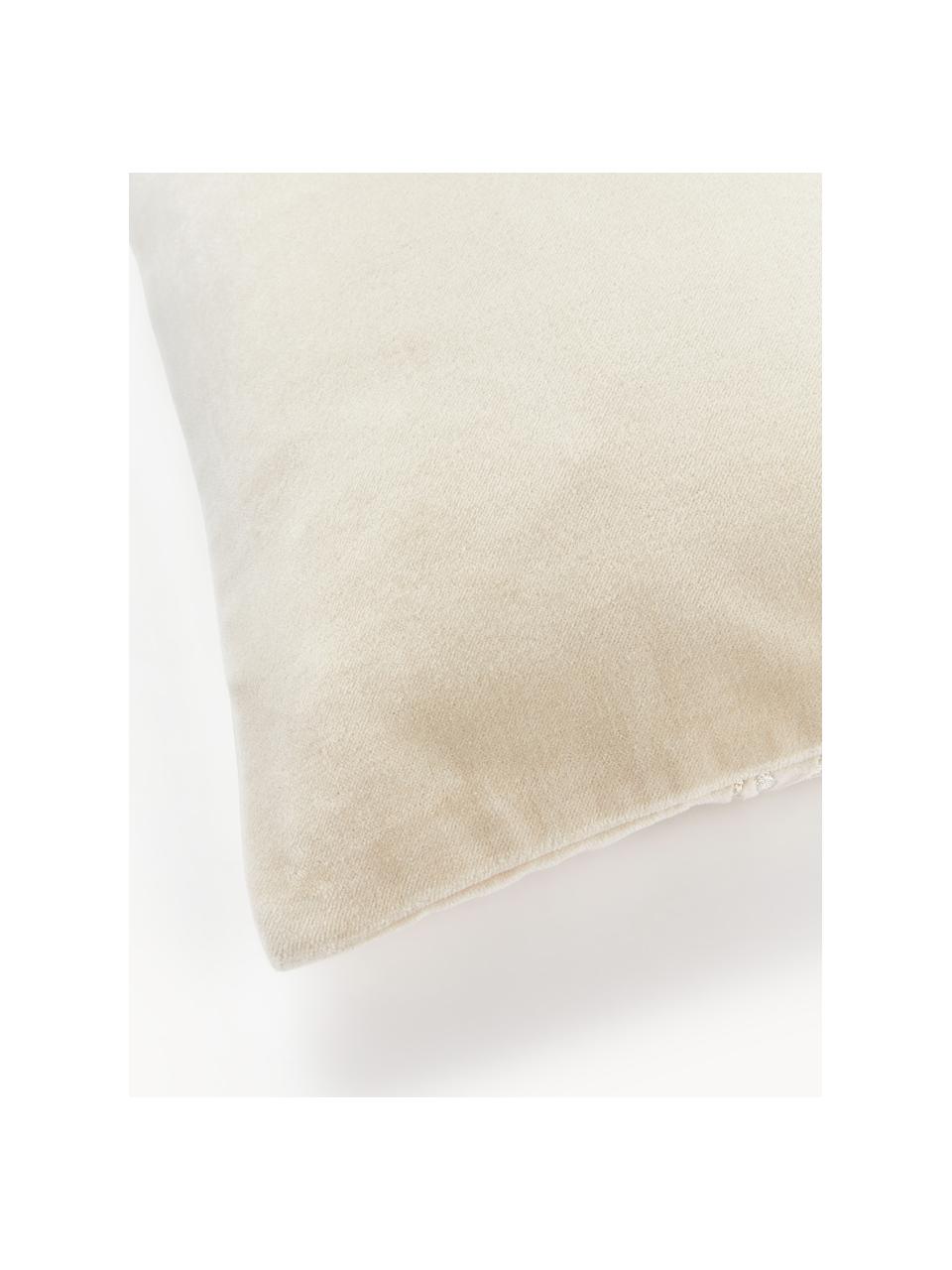 Housse de coussin 45x45 en velours Phoenix, 100 % coton, velours, Blanc cassé, larg. 45 x long. 45 cm