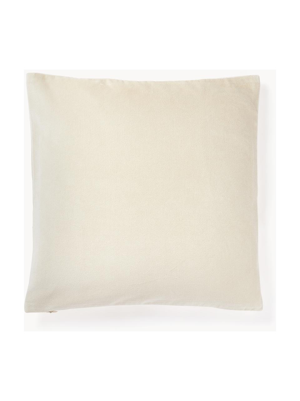 Housse de coussin 45x45 en velours Phoenix, 100 % coton, velours, Blanc cassé, larg. 45 x long. 45 cm