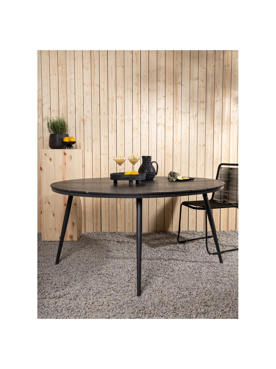 Tuin eettafel Break, Frame: gepoedercoat aluminium, Tafelblad: hout, Zwart, antraciet, Ø 150 cm, H 74 cm