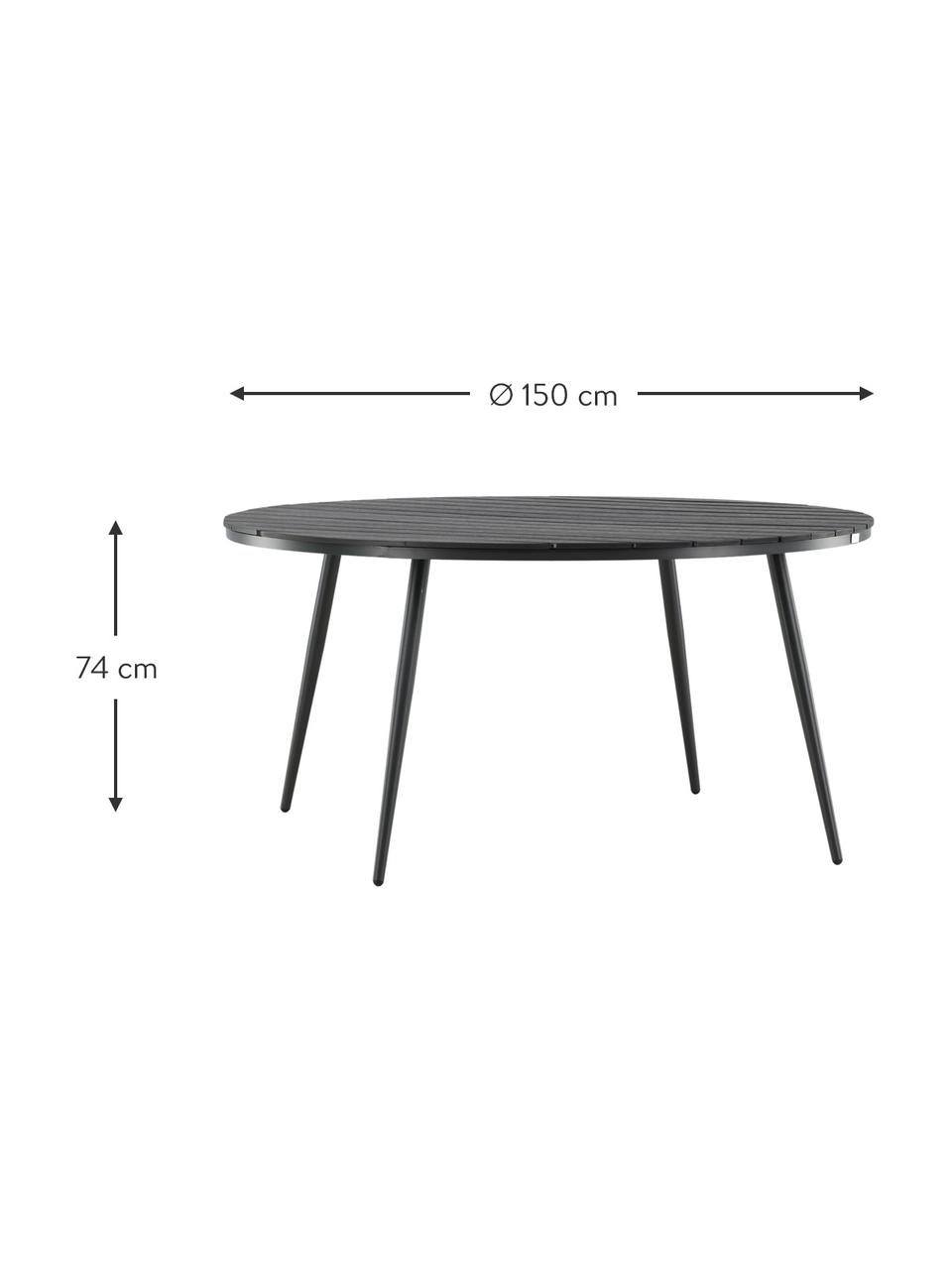 Tuin eettafel Break, Frame: gepoedercoat aluminium, Tafelblad: hout, Zwart, antraciet, Ø 150 cm, H 74 cm