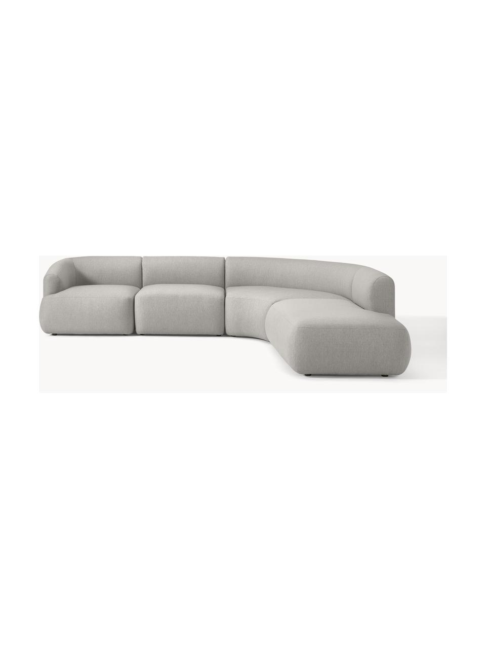 Modulares Ecksofa Sofia (4-Sitzer), Bezug: 100 % Polypropylen Der ho, Gestell: Fichtenholz, Spanplatte, , Füße: Kunststoff Das in diesem , Webstoff Grau, B 319 x T 298 cm, Eckteil rechts