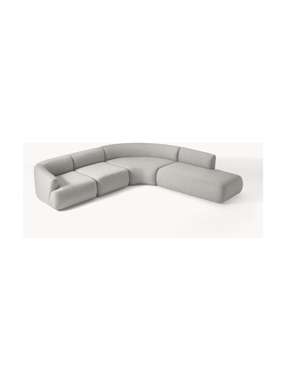 Modulares Ecksofa Sofia (4-Sitzer), Bezug: 100 % Polypropylen Der ho, Gestell: Fichtenholz, Spanplatte, , Füße: Kunststoff Das in diesem , Webstoff Grau, B 319 x T 298 cm, Eckteil rechts