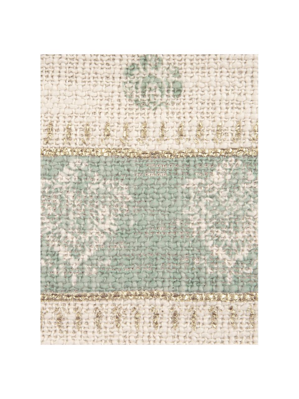Povlak na polštář se střapci Jasmine, 100 % bavlna, Krémově bílá, šalvějově zelená, Š 30 cm, D 50 cm