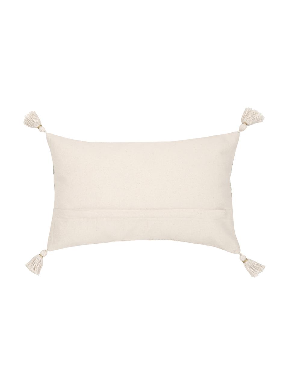 Poszewka na poduszkę z chwostami Jasmine, 100% bawełna, Beżowy, zielony miętowy, odcienie złotego, S 30 x D 50 cm
