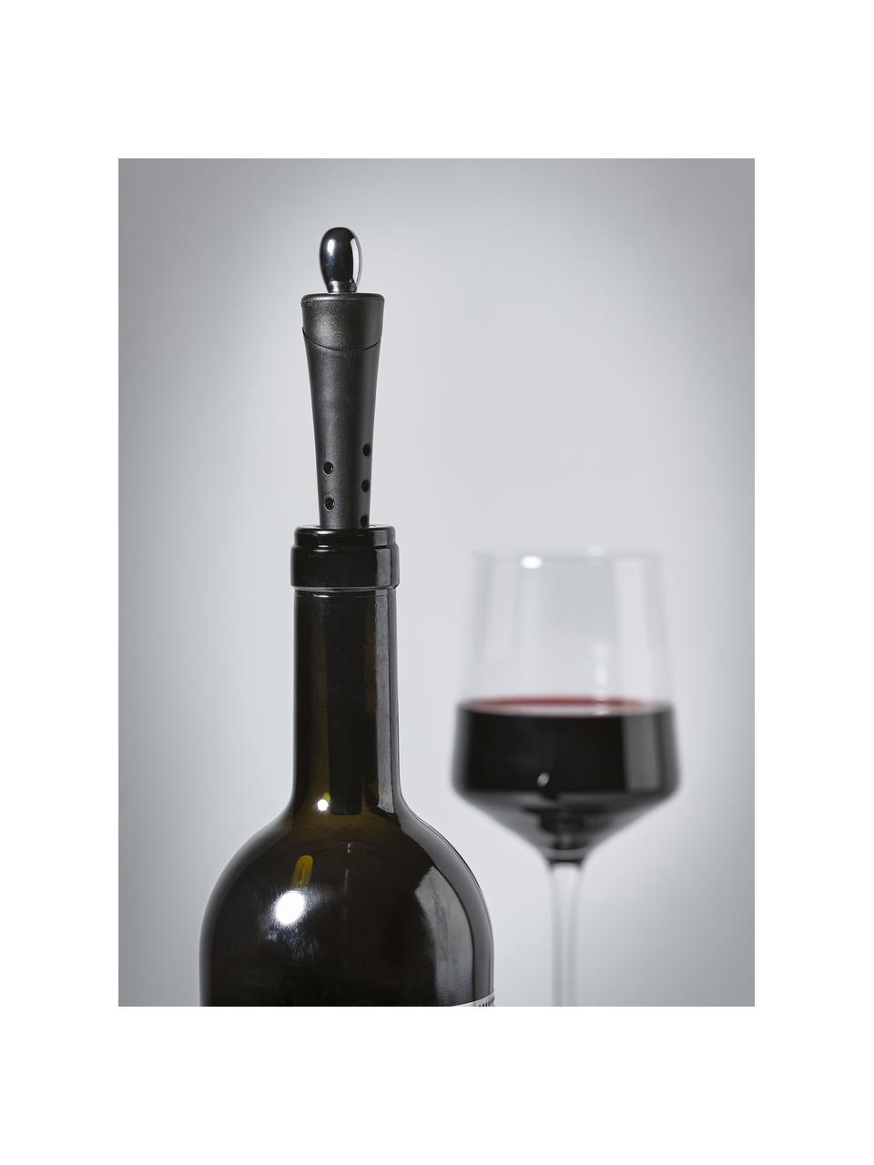 Nálievka na víno so zátkou Rocks, Termoplastická guma, Čierna, odtiene striebornej, Ø 3 x V 18 cm