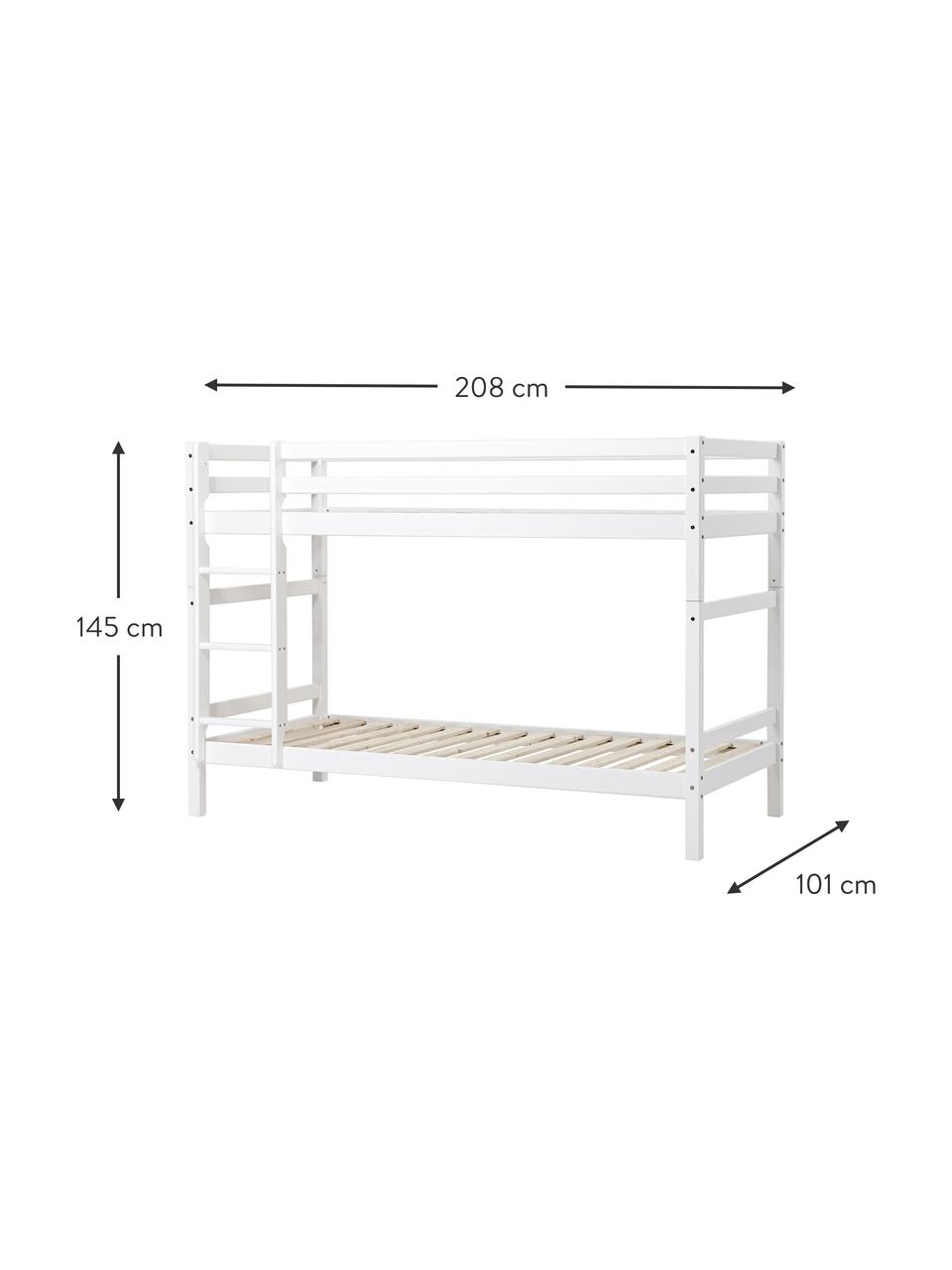 Łóżko piętrowe z drewna sosnowego Eco Dream, Lite drewno sosnowe z certyfikatem FSC, sklejka, Biały, S 90 x D 200 cm