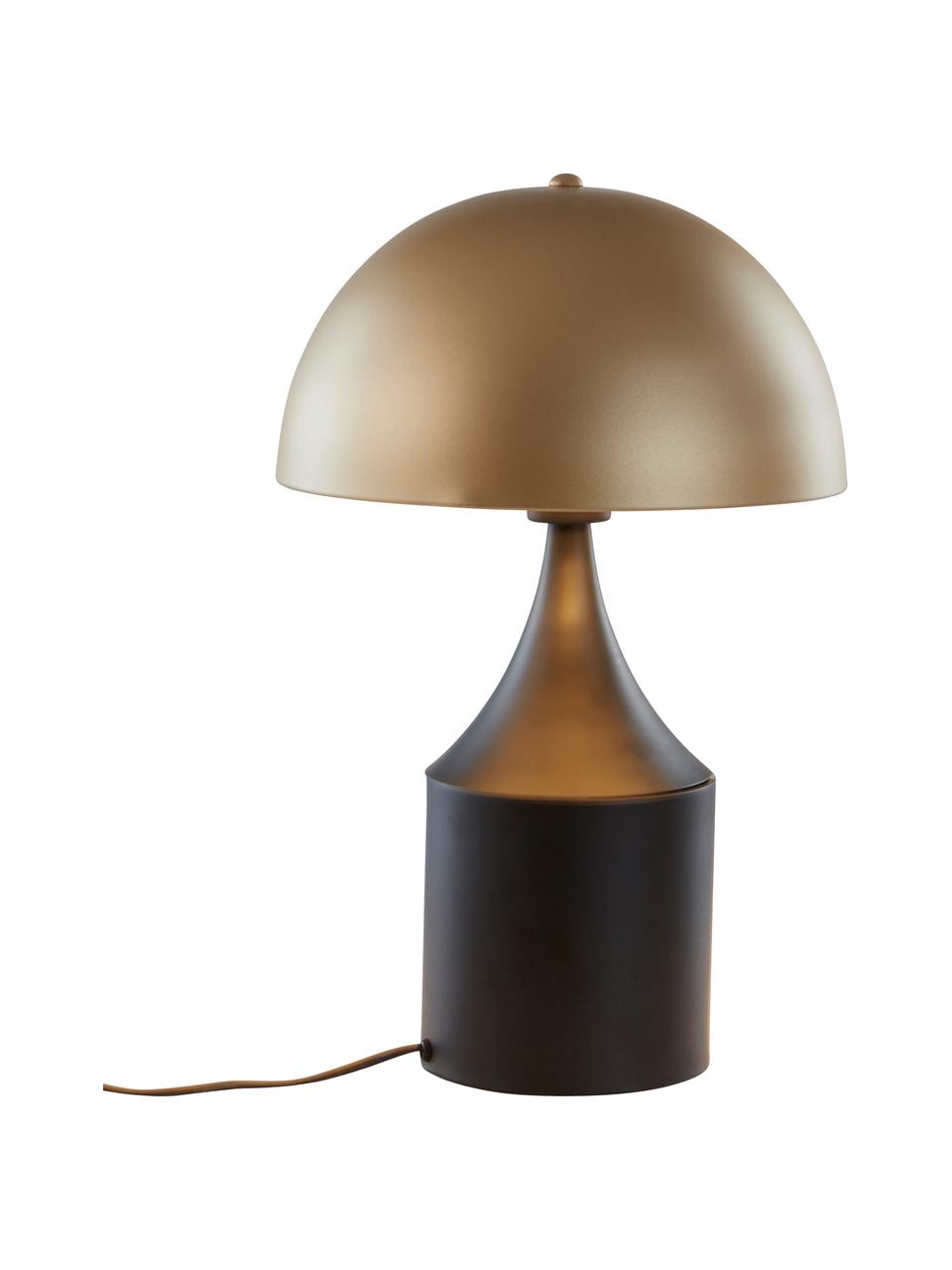 Lampada da tavolo retrò Quay, Paralume: metallo rivestito, Base della lampada: metallo rivestito, Dorato, nero, Ø 30 x Alt. 41 cm