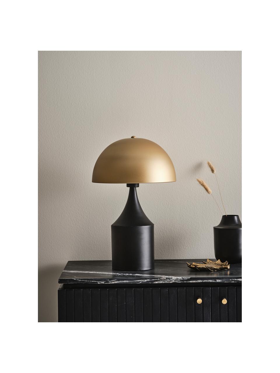 Lámpara de mesa Quay, estilo retro, Pantalla: metal recubierto, Cable: plástico, Dorado, negro, Ø 30 x Al 41 cm