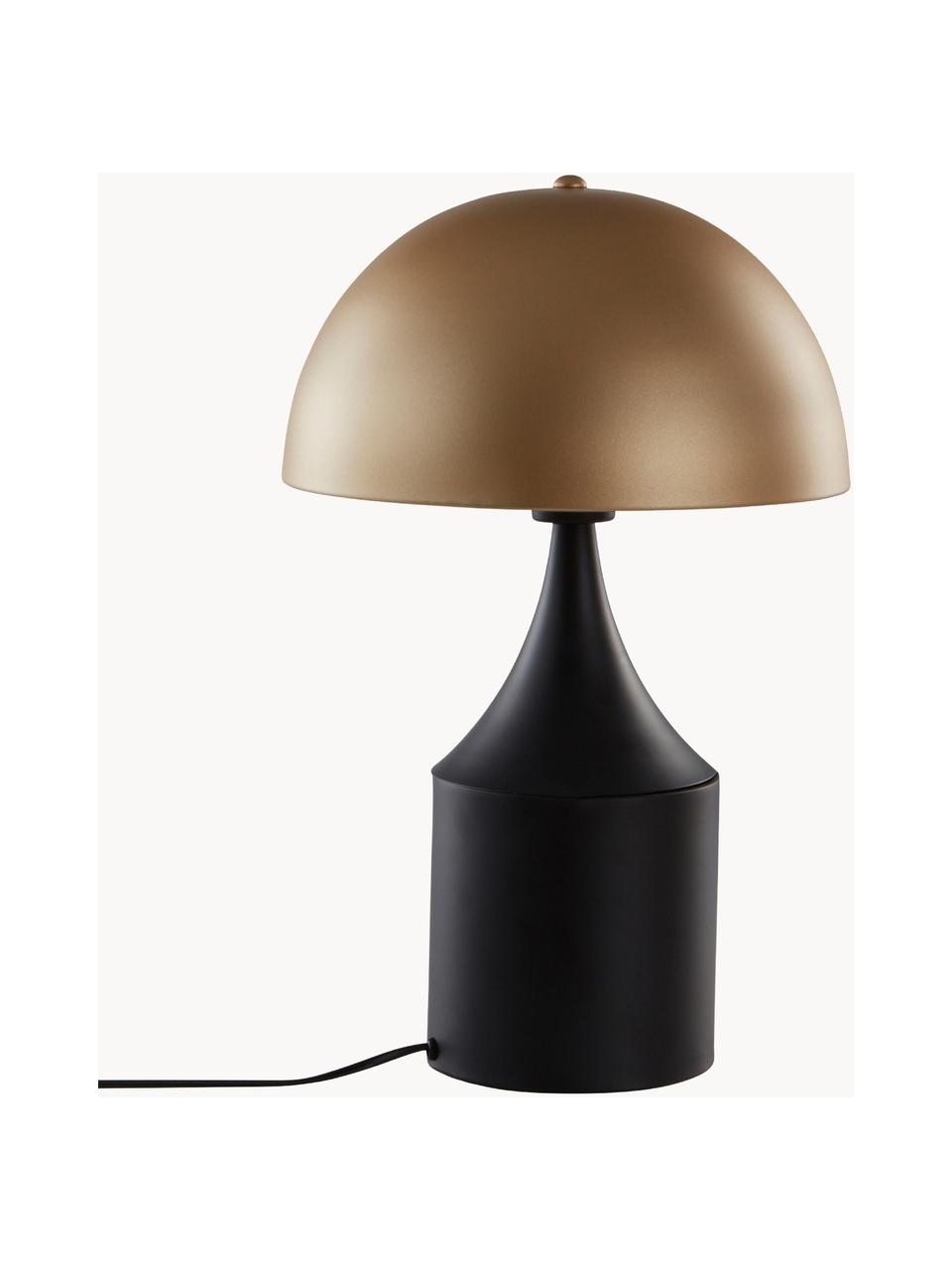 Lampada da tavolo retrò Quay, Paralume: metallo rivestito, Base della lampada: metallo rivestito, Dorato, nero, Ø 30 x Alt. 41 cm