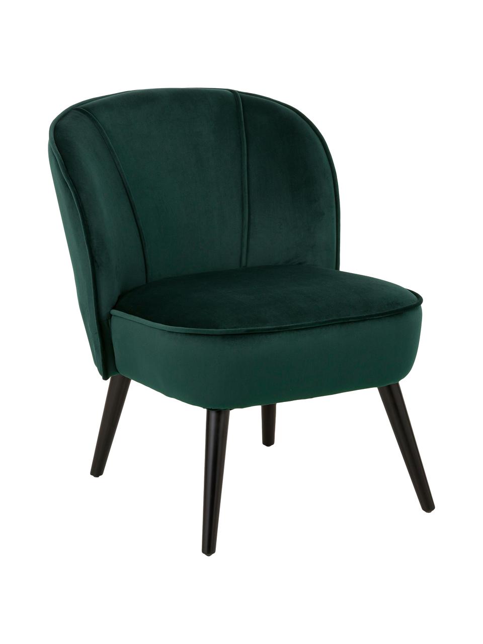 Fauteuil cocktail en velours Lucky, Revêtement : vert foncé Pieds : noir