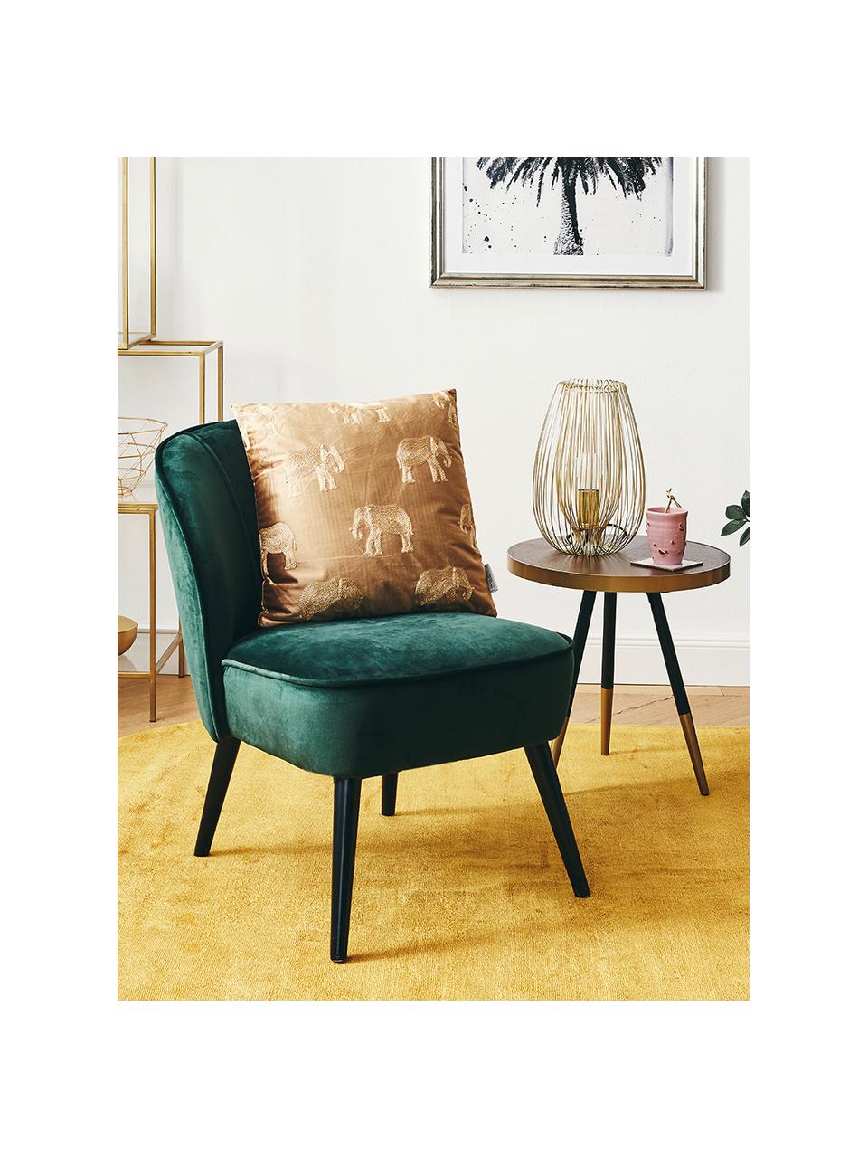 Fluwelen stoel Lucky, Bekleding: fluweel (polyester), Frame: grenenhout, multiplex, Poten: rubberhout, Bekleding: donkergroen. Poten: zwart, B 59 x D 68 cm