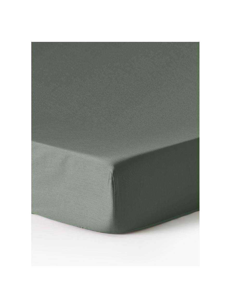 Sábana bajera cubrecolchón de satén Premium, Verde oscuro, Cama 90 cm (90 x 200 x 15 cm)