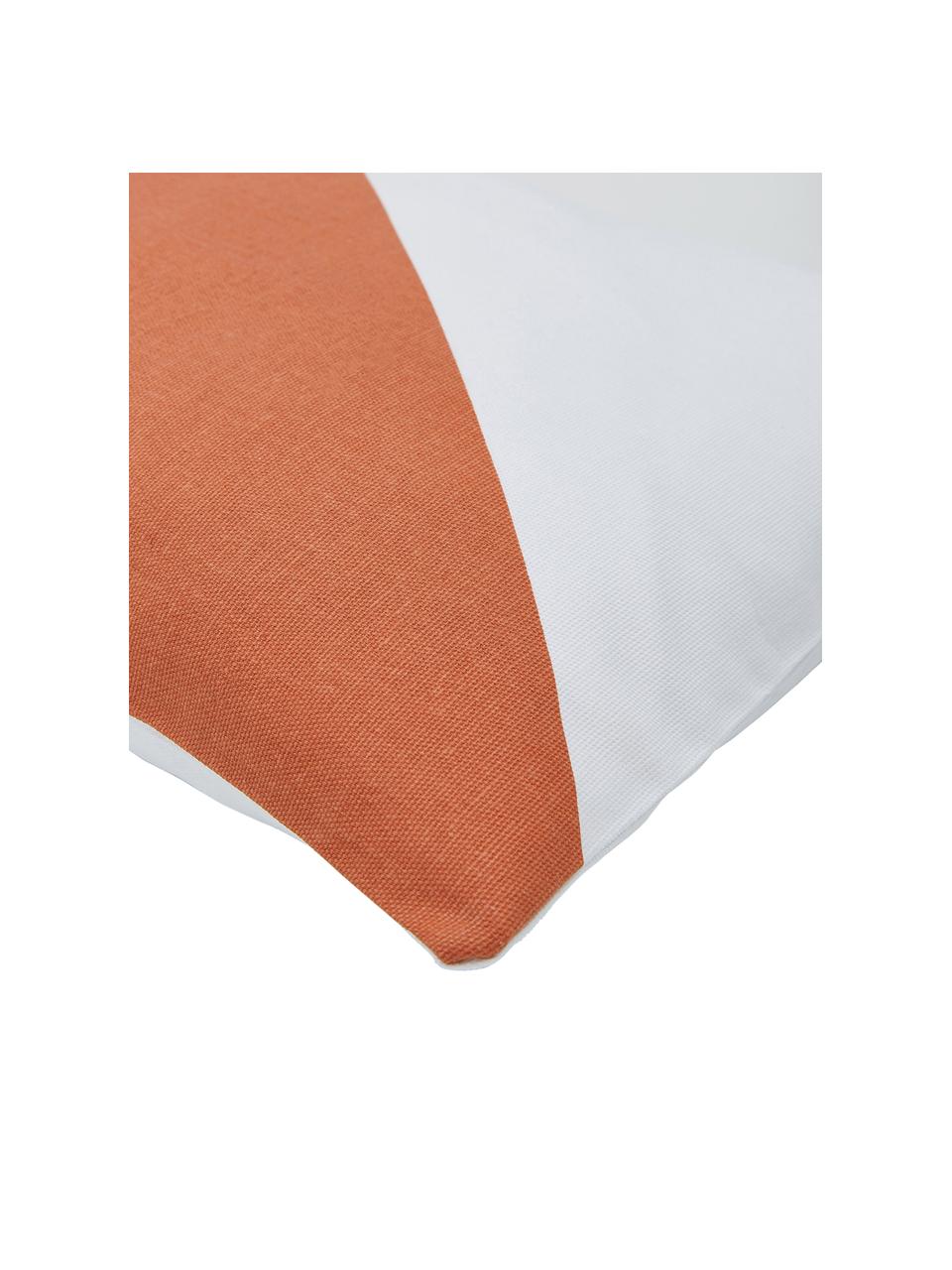 Pruhovaný povlak na polštář Ren, 100 % bavlna, Bílá, oranžová, Š 30 cm, D 50 cm