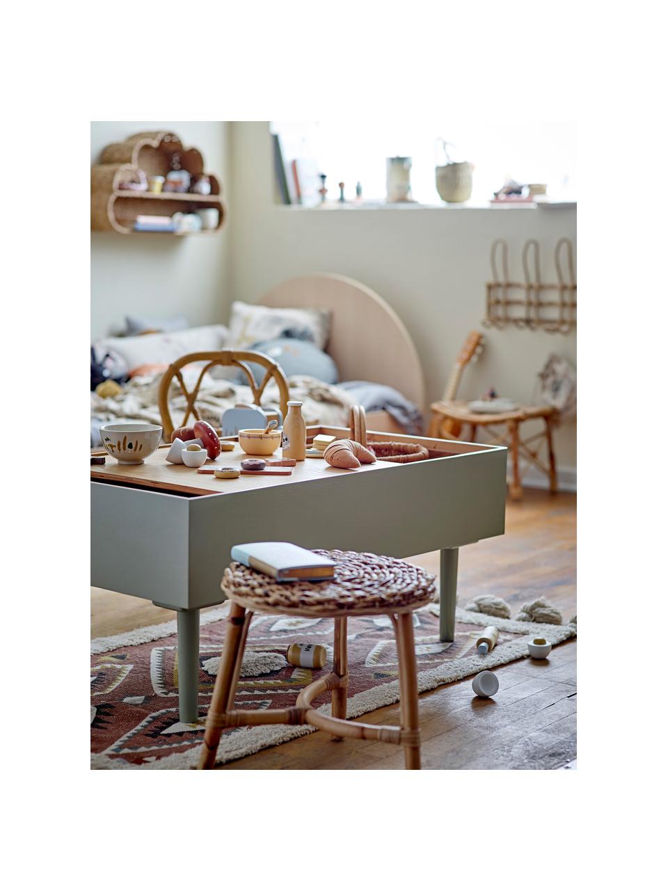Odkládací stolek s úložným prostorem Favne, Překližka, dubová dýha, Dřevo, zeleně lakované, Š 90 cm, H 50 cm
