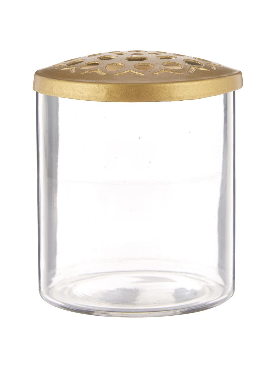 Petits vases transparents Kastanje, 2 élém., Transparent avec couvercle en laiton, Lot de différentes tailles