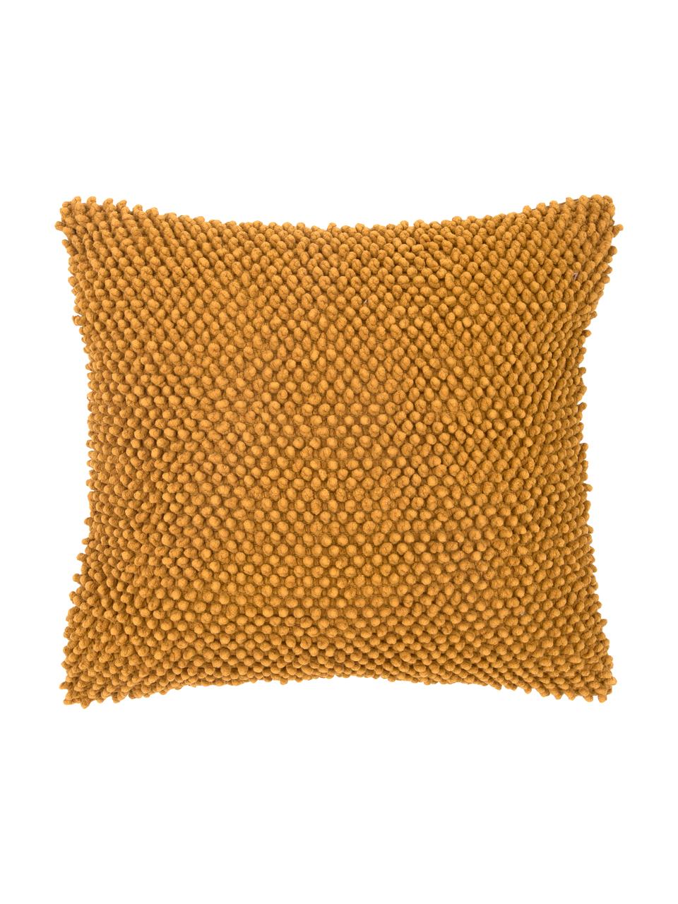 Poszewka na poduszkę ze strukturalną powierzchnią Indi, 100% bawełna, Żółty, S 45 x D 45 cm