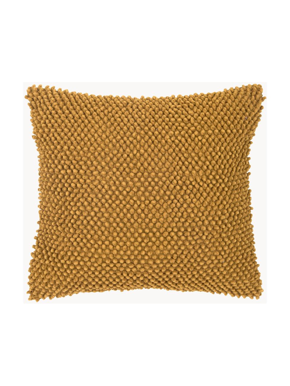 Poszewka na poduszkę ze strukturalną powierzchnią Indi, 100% bawełna, Żółty, S 45 x D 45 cm