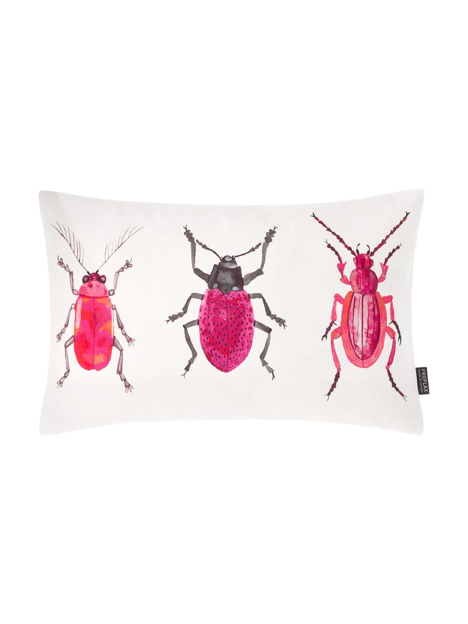 Kissenhülle Amigos mit Käfermotiven, 100% Baumwolle, Weiß, Pink, Schwarz, 30 x 50 cm