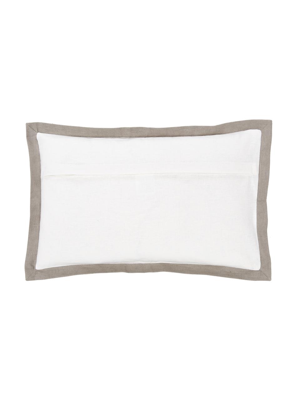 Housse de coussin rectangulaire lin blanc Mira, 51 % lin, 49 % coton, Blanc, larg. 30 x long. 50 cm