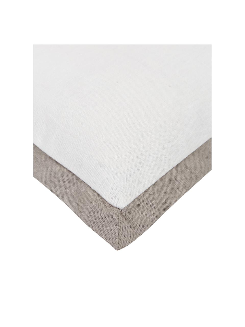 Funda de cojín de lino Mira, 51% lino, 49% algodón, Blanco, An 30 x L 50 cm