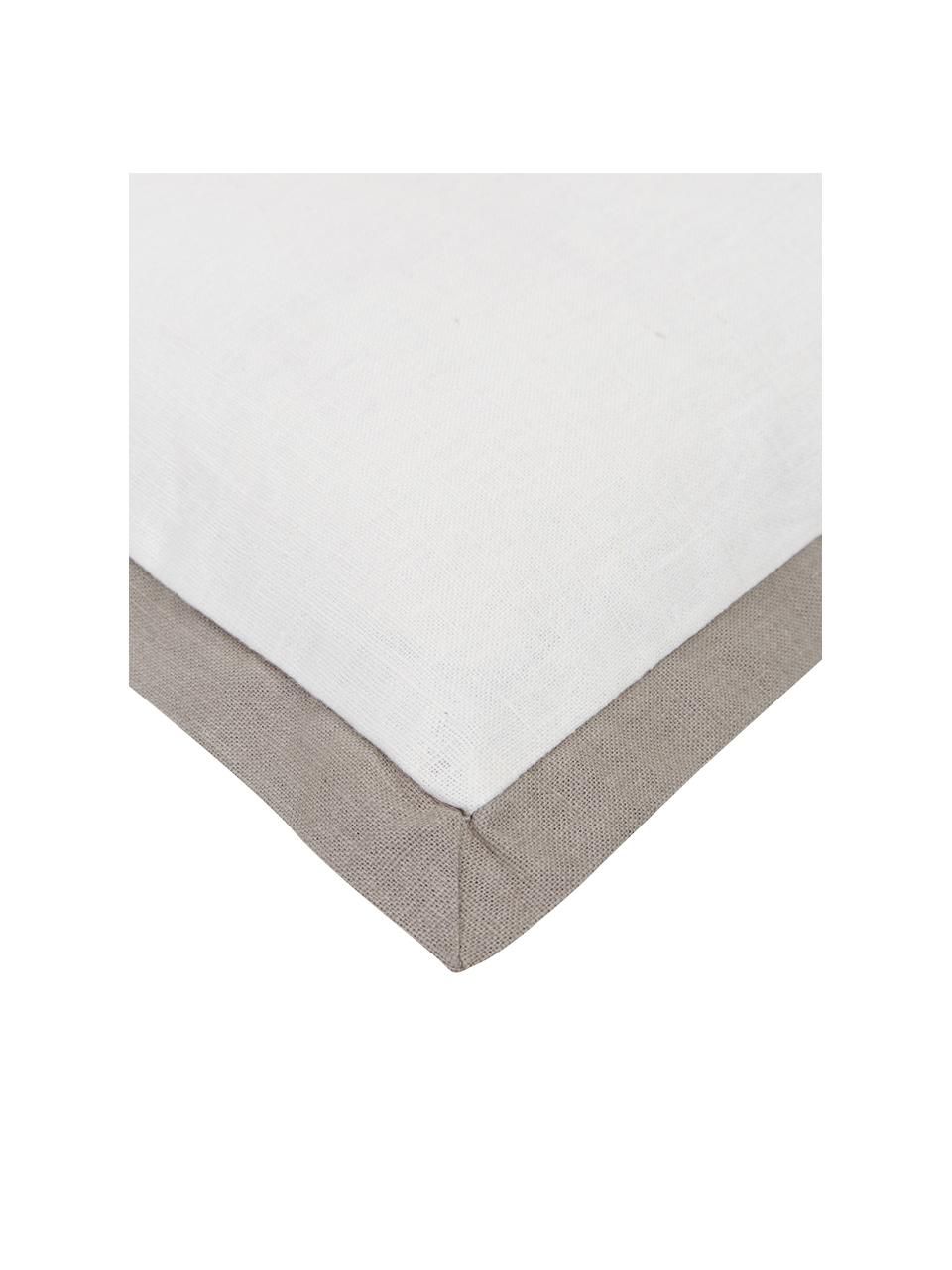 Housse de coussin rectangulaire lin blanc Mira, 51 % lin, 49 % coton, Blanc, larg. 30 x long. 50 cm