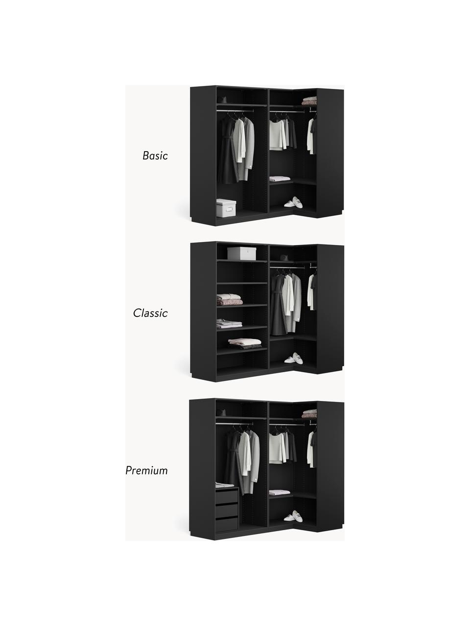 Armoire d'angle modulaire Leon, larg. 215 cm, plusieurs variantes, Noir, Basic Interior : larg. 215 x haut. 236 cm, avec module d'angle