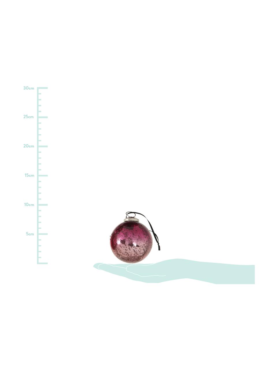 Kerstballenset Emilia, 4-delig, Rozetinten, lila, Ø 8 cm