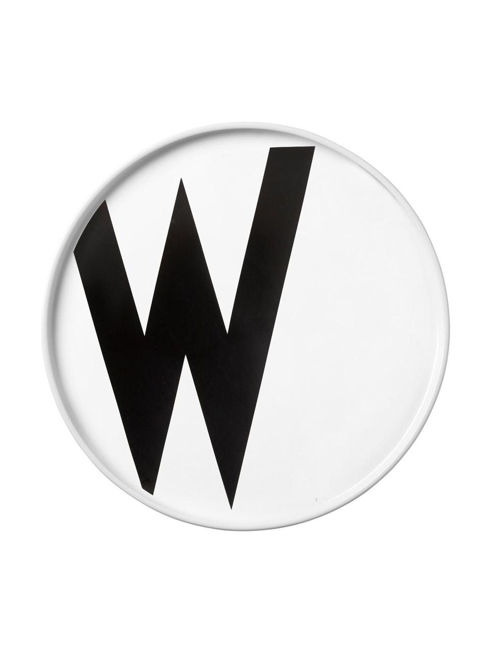Piatto da colazione di design con lettere Personal (varianti dalla A alla Z), Fine Bone China (porcellana)
Fine bone china è una porcellana a pasta morbida particolarmente caratterizzata dalla sua lucentezza radiosa e traslucida, Bianco, nero, Piatto piano W