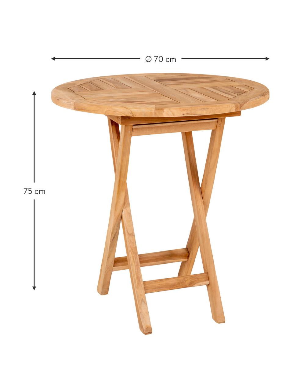 Mesa para exterior de teca Oviedo, Madera de teca, Madera de teca, Ø 70 x Al 75 cm