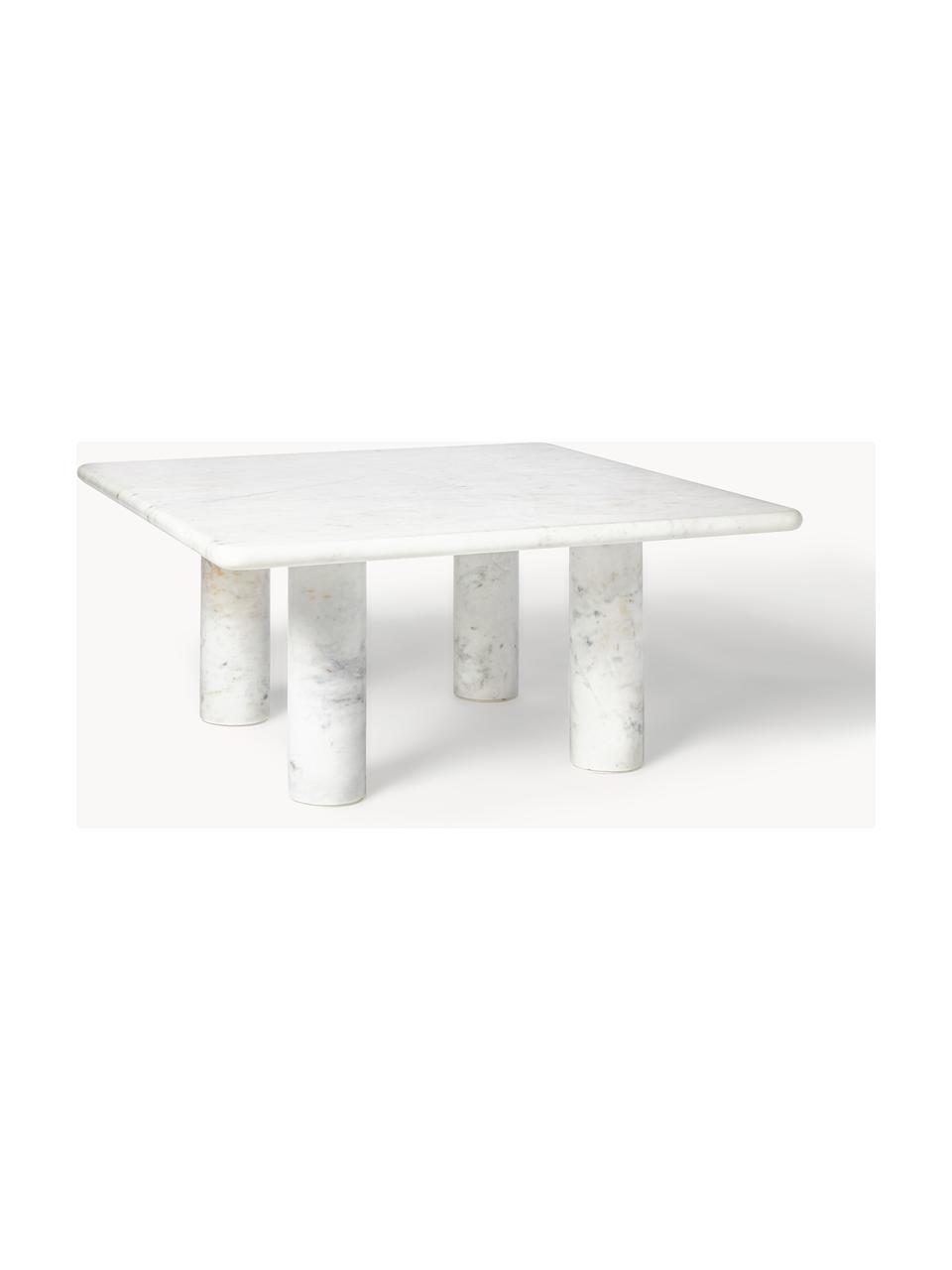 Marmor-Couchtisch Mabel, Marmor, Weiß, marmoriert, B 80 x T 80 cm