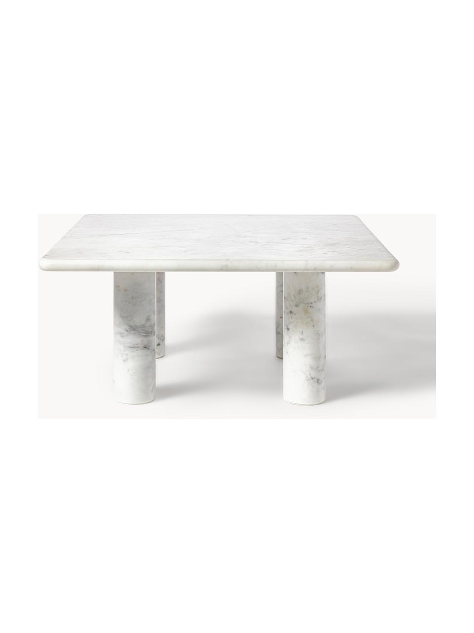 Marmor-Couchtisch Mabel, Marmor, Weiss, marmoriert, B 80 x T 80 cm