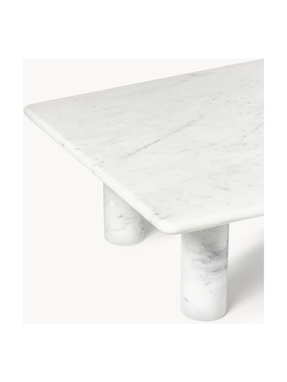 Marmor-Couchtisch Mabel, Marmor, Weiß, marmoriert, B 80 x T 80 cm